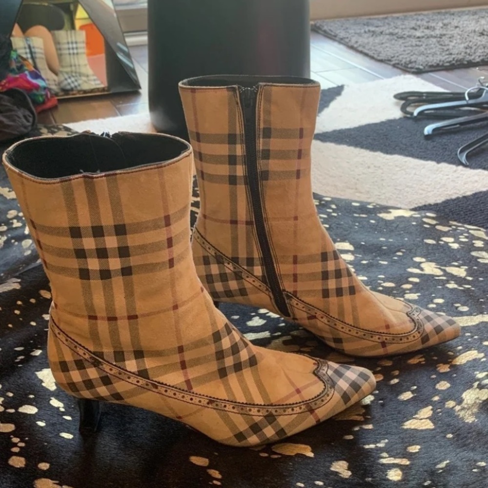 Burberry Plaid Heeled Booties